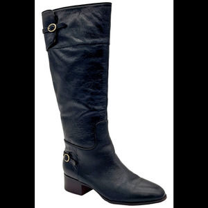 Franco Sarto Women's Jazrin Leather Riding Knee-High Boots Black - Medium